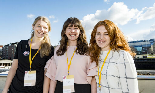 KrFs landsmøte 2017. KrFU leder Ida Lindtveit , Maria Moe og Tove Welle Haugland .
Foto: Ned Alley / NTB Scanpix (for Dagbladet)