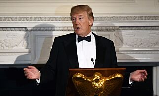 Mandatory Credit: Photo by REX/Shutterstock (9439499f)
United States President Donald J. Trump speaks at the Governors' Ball in the State Dinning Room of the White House in Washington, D.C
Governors' Ball, Washington, DC, USA - 25 Feb 2018
